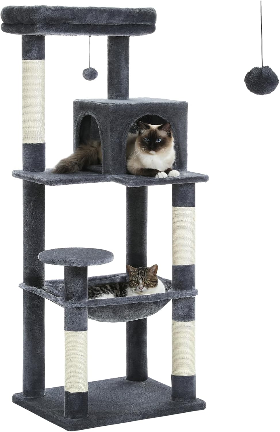 56.3ft' Tall Cat Tree for Indoor Cats with Large Hammock
