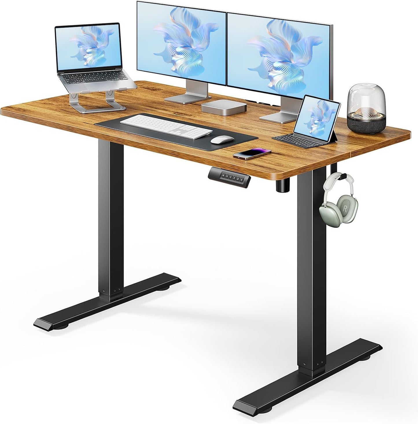 Adjustable Height Electric Standing Desk for Home Office - Rustic Brown