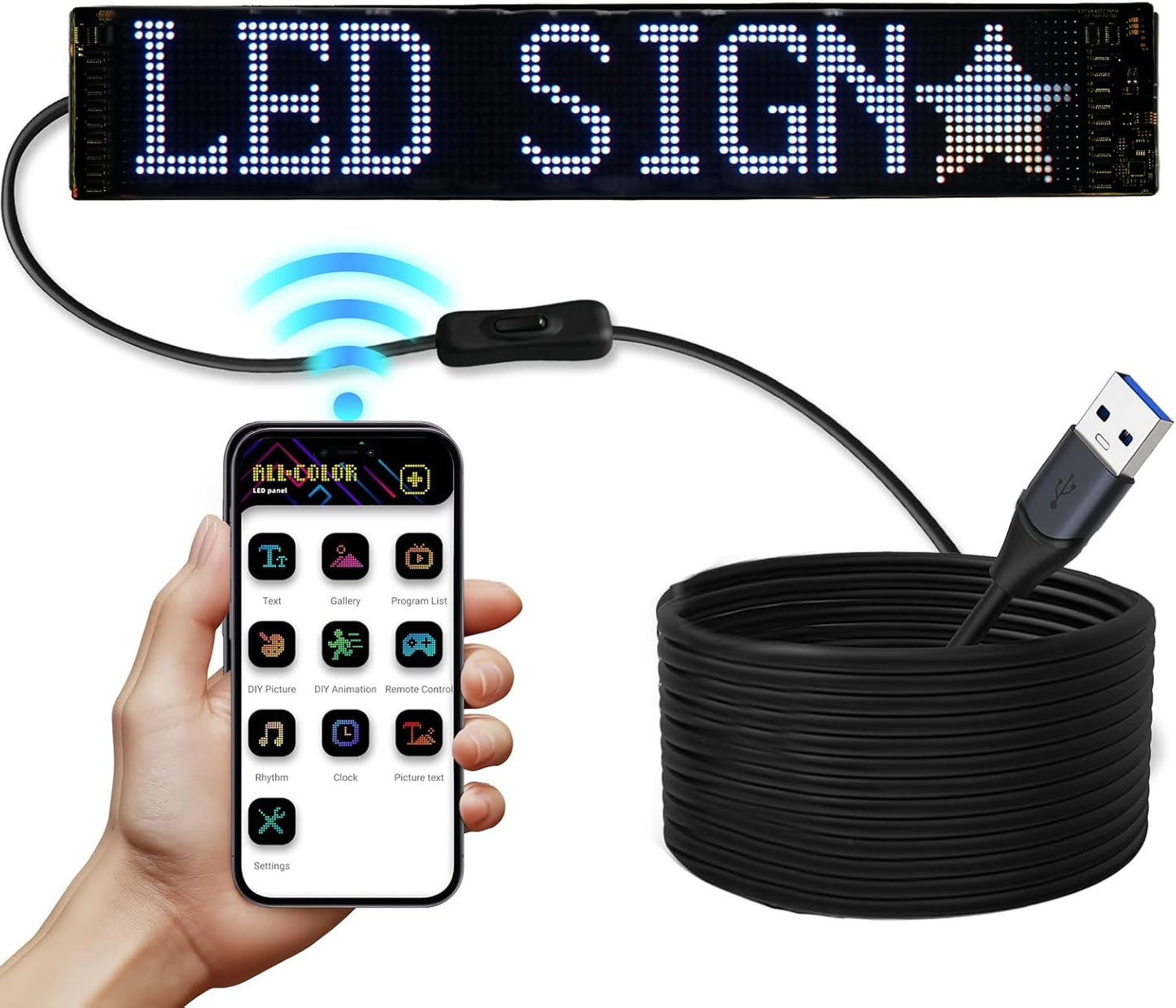 Programmable Scrolling LED Car Sign for Custom Text & Animation