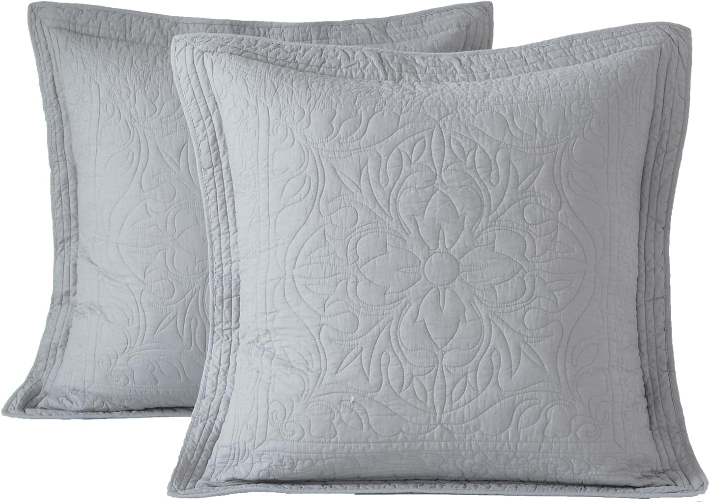 WINLIFE 100% Cotton Quilted Euro Sham Covers for Stylish Bedding