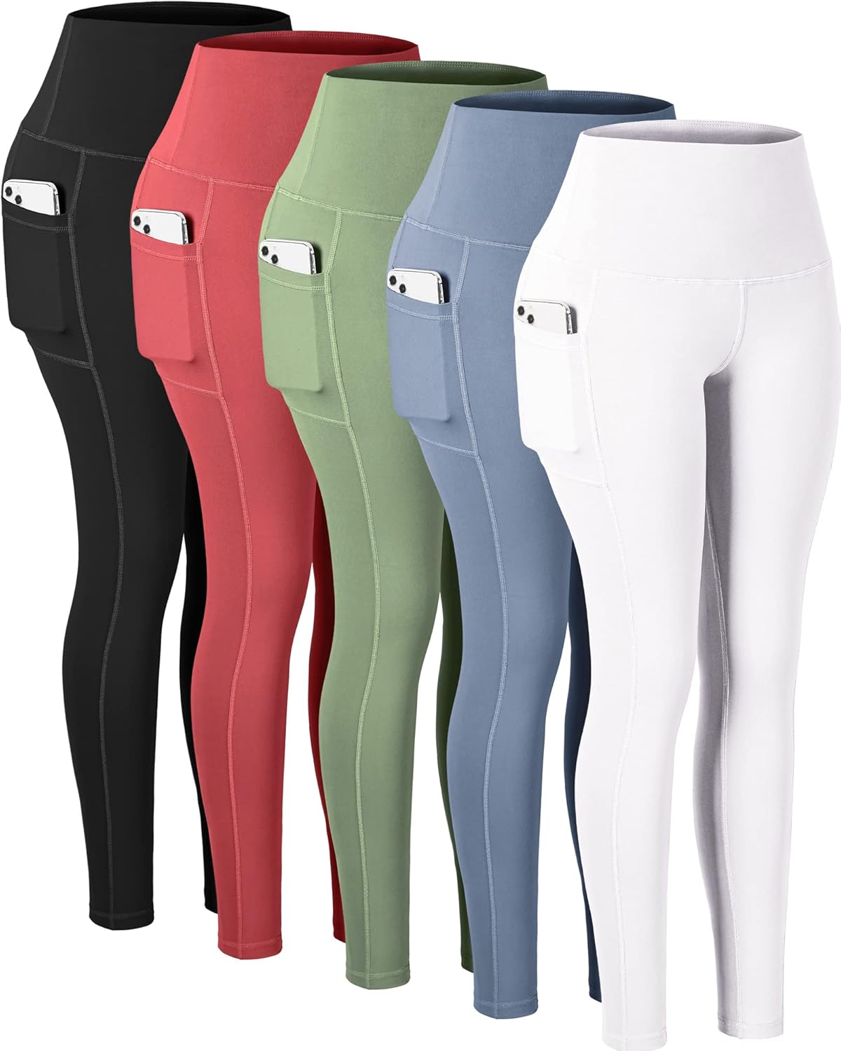 High Waisted Tummy Control Leggings with Pockets for Women