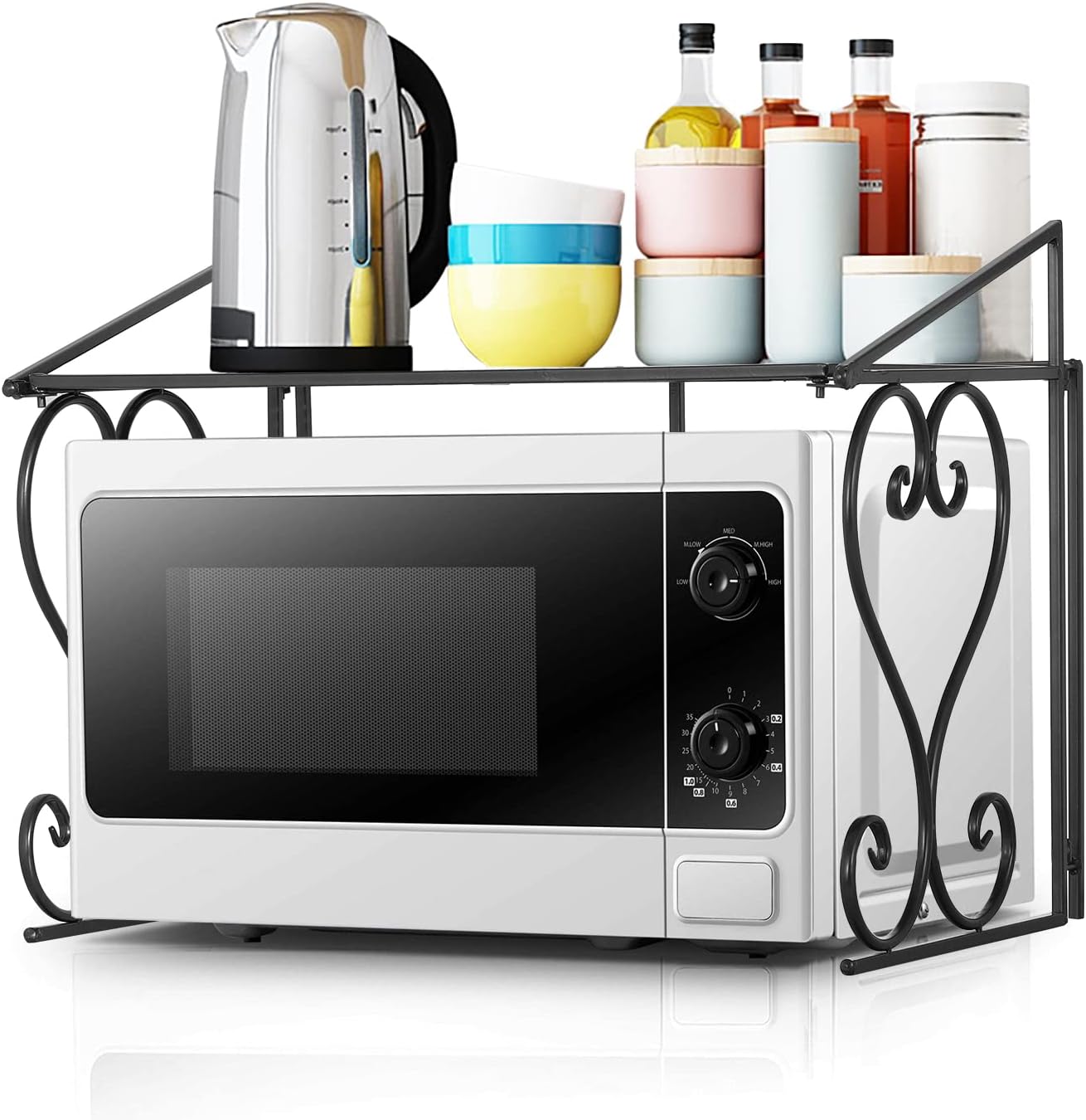 Space-Saving Black Microwave Oven Stand by DoubleWin