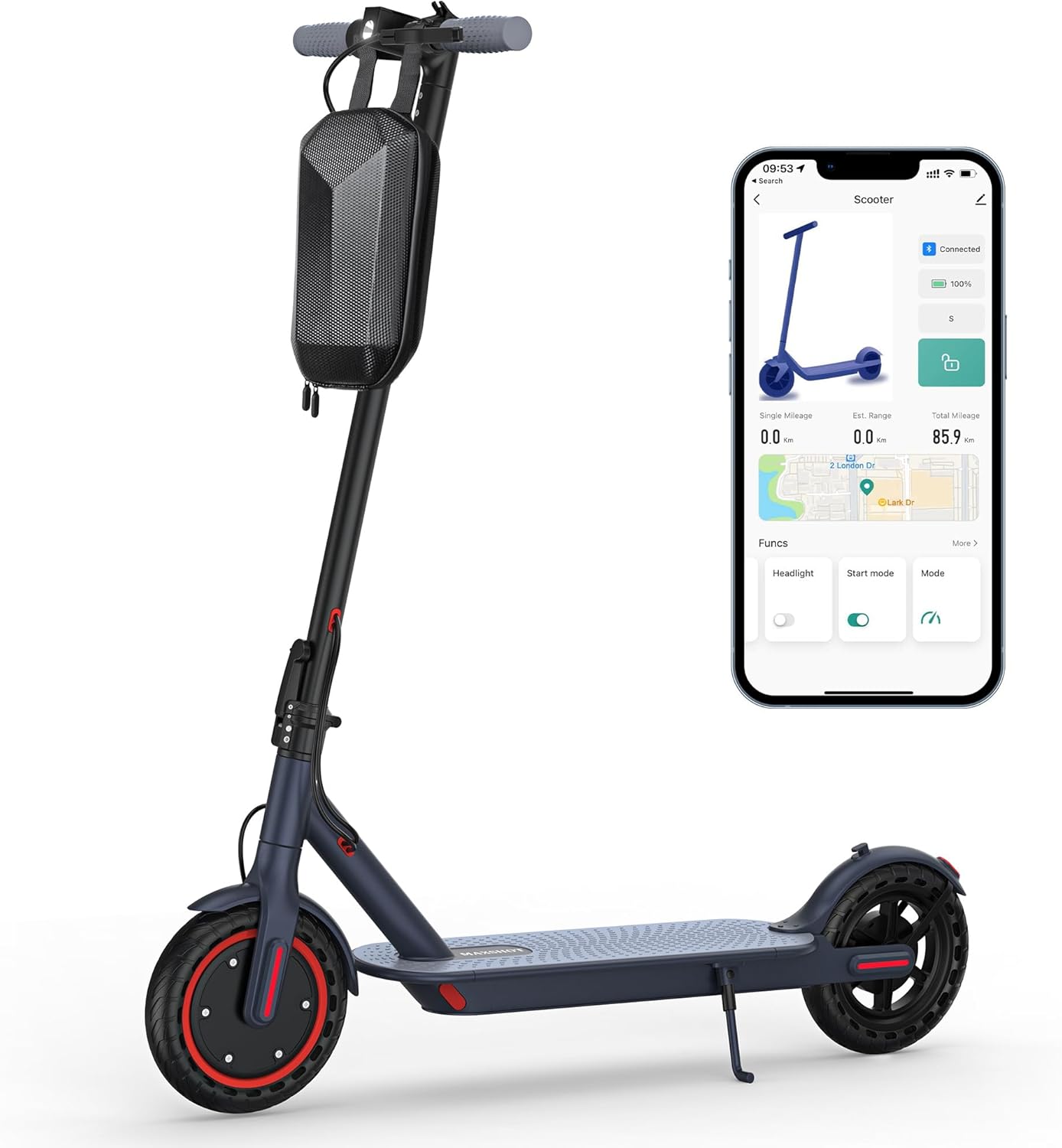Electric Scooter with Dual Braking and Suspension for Safety