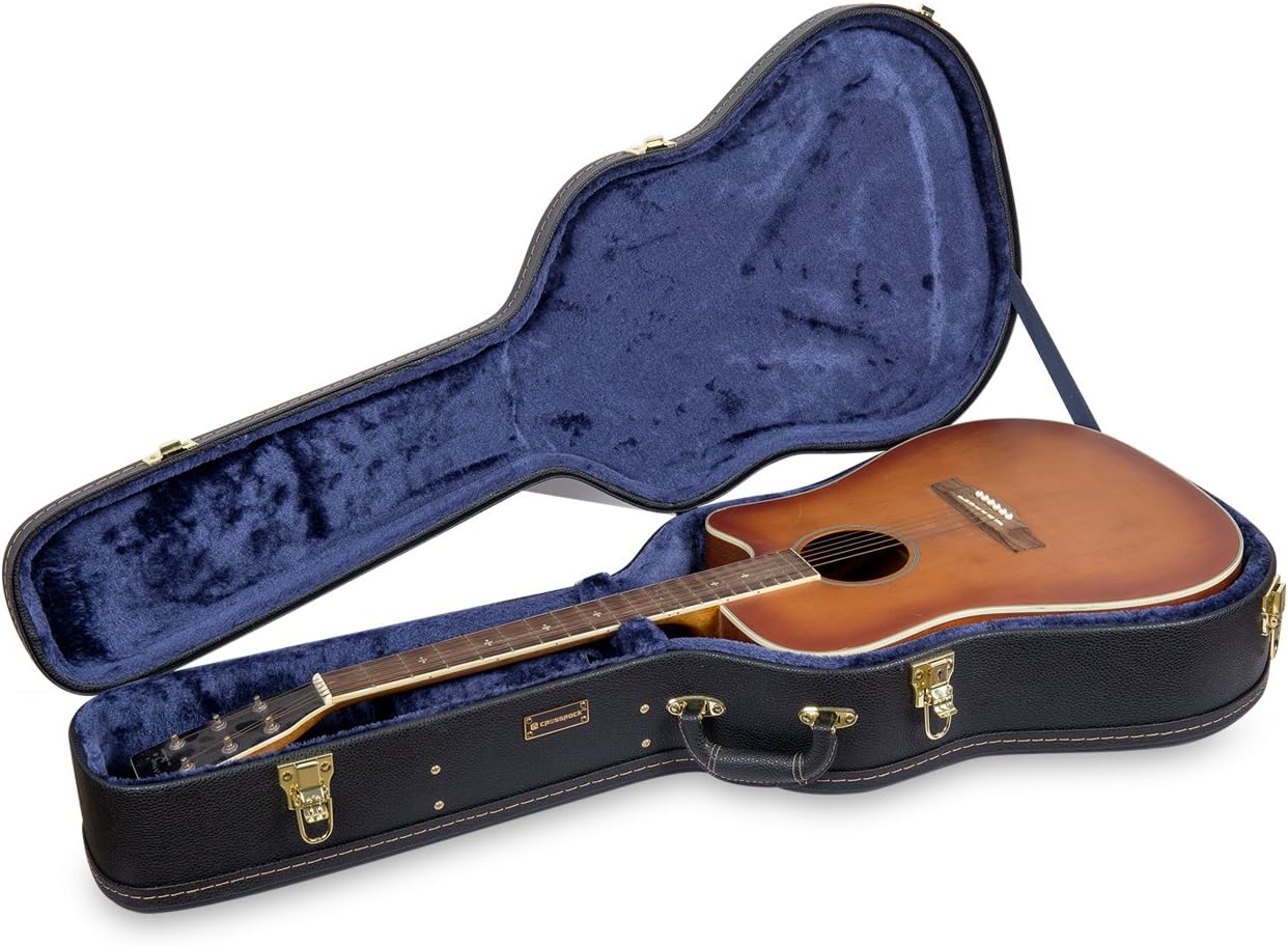 Crossrock Wooden Guitar Case for Dreadnought and 12-String Guitars