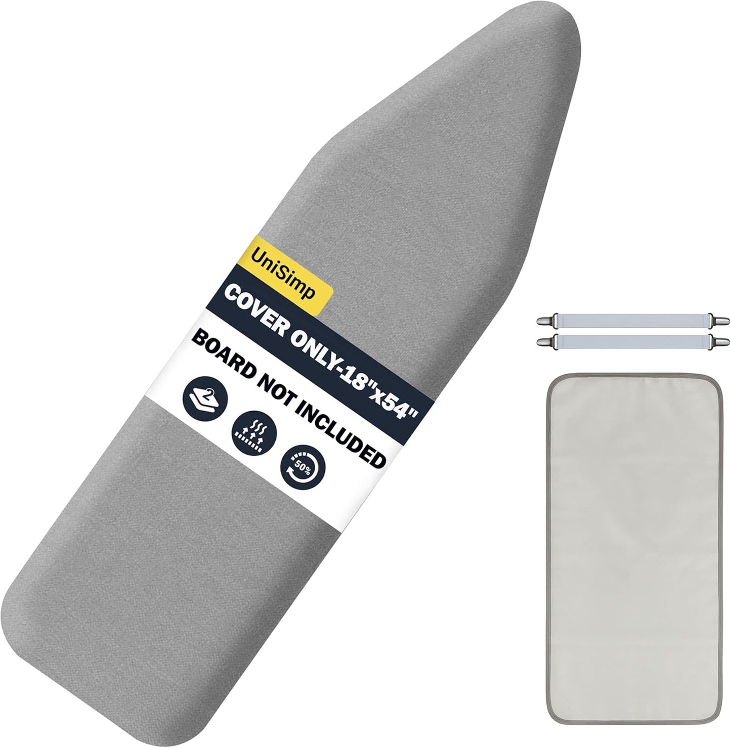 Extra Thick Natural Cotton Ironing Board Cover and Pad 18x54