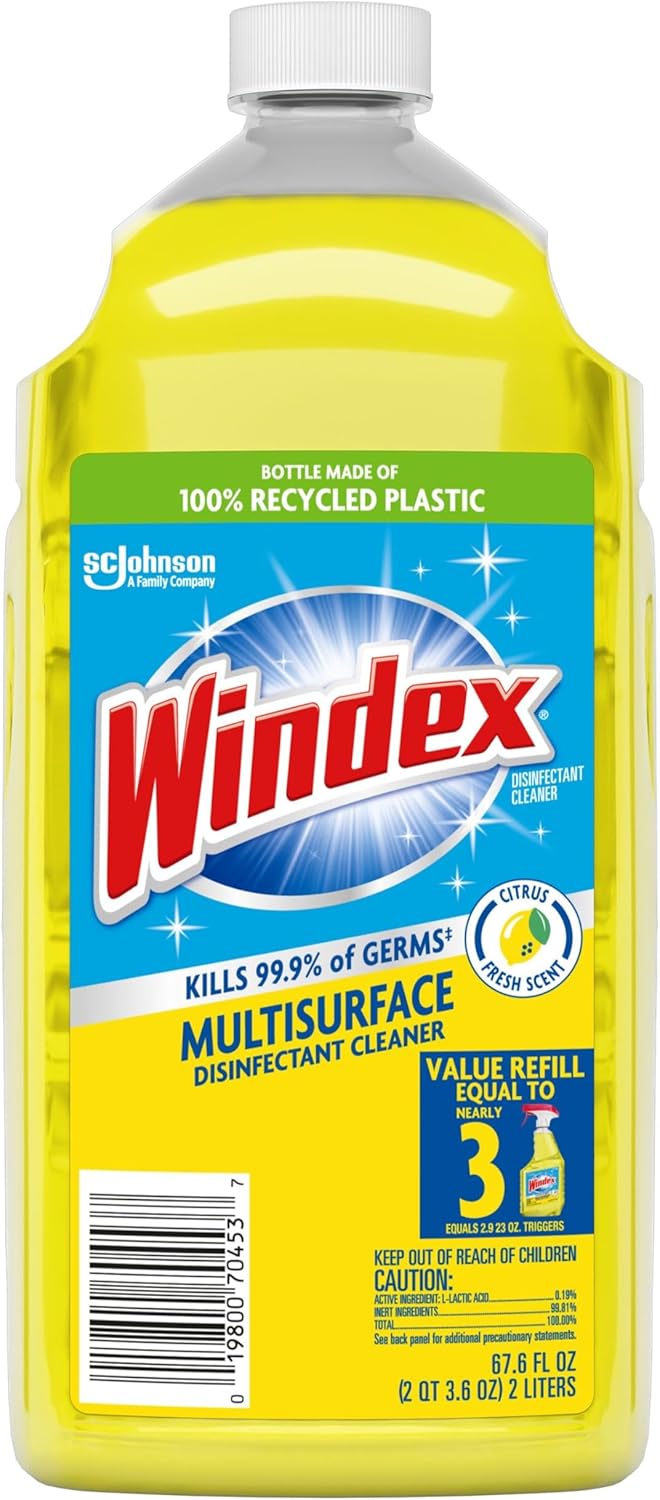 Windex Refill Citrus Fresh Disinfectant Cleaner Spray 2L Pack