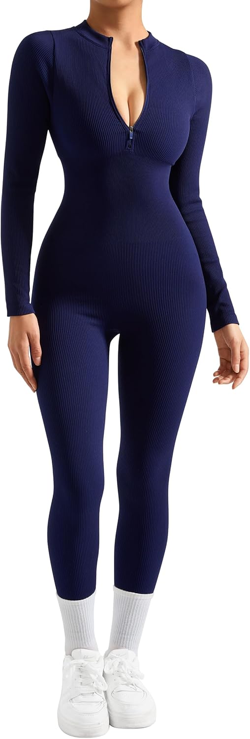 SUUKSESS Women Long Sleeve Ribbed Jumpsuit for All Occasions
