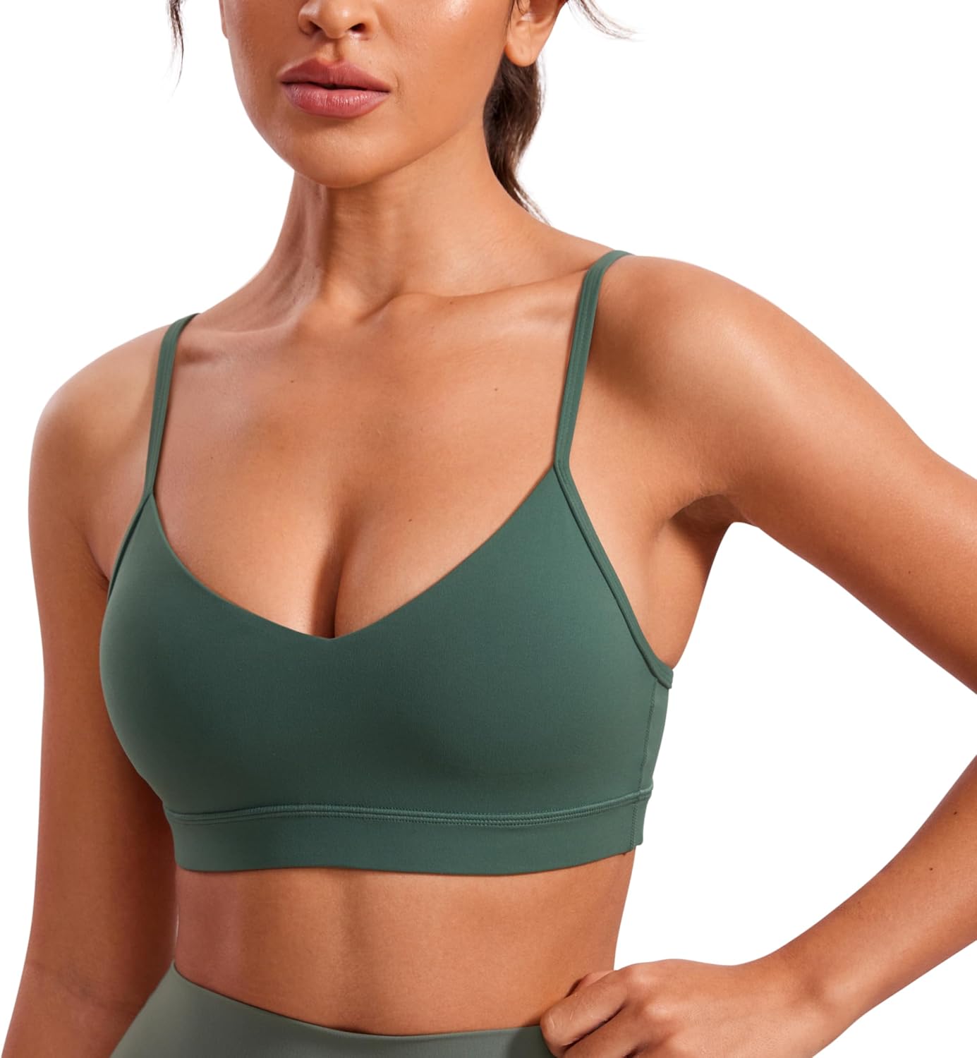CRZ YOGA Butterluxe Sports Bra - Comfortable V-Neck Design