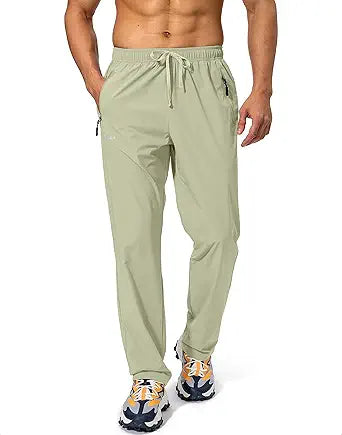 Pudolla Men's Workout Athletic Pants with Zipper Pockets