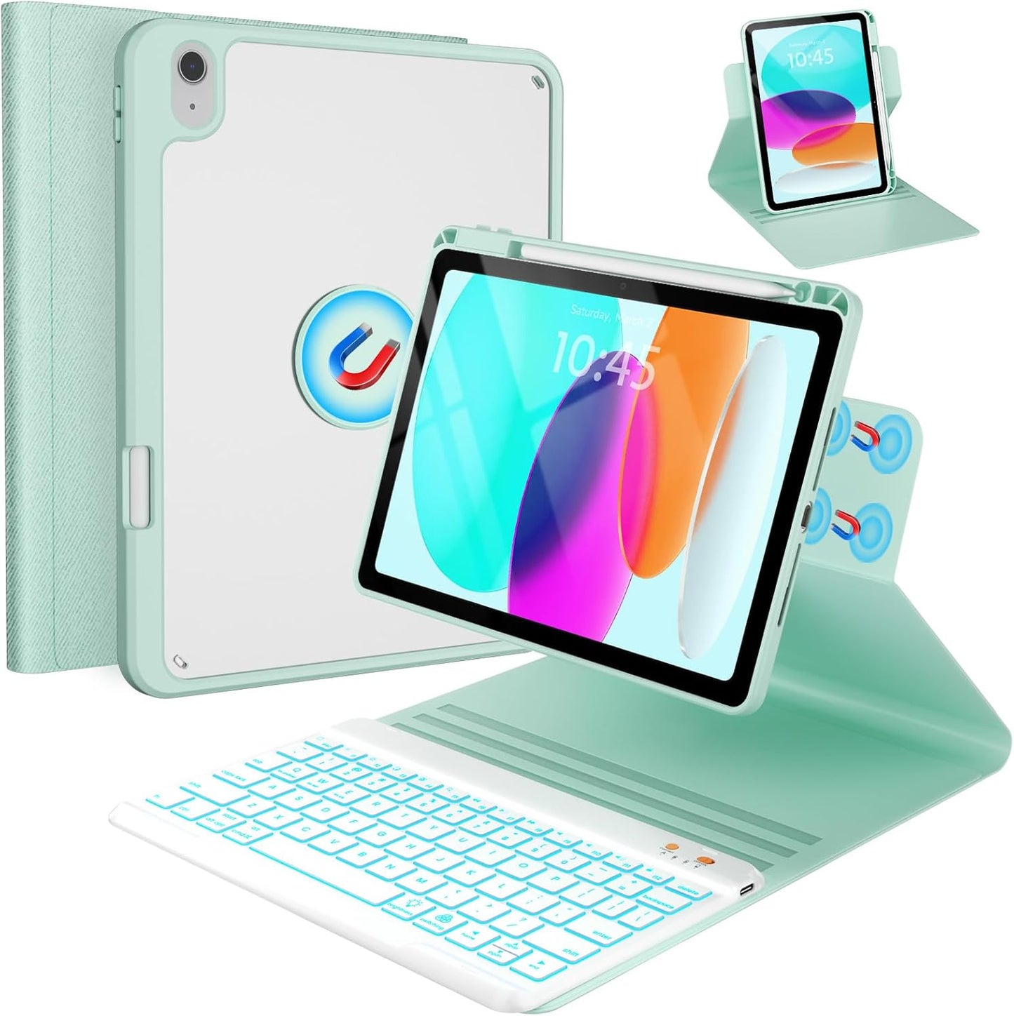 BLUTLOTUS iPad 11th 10th Gen Case with 360 Rotatable Keyboard