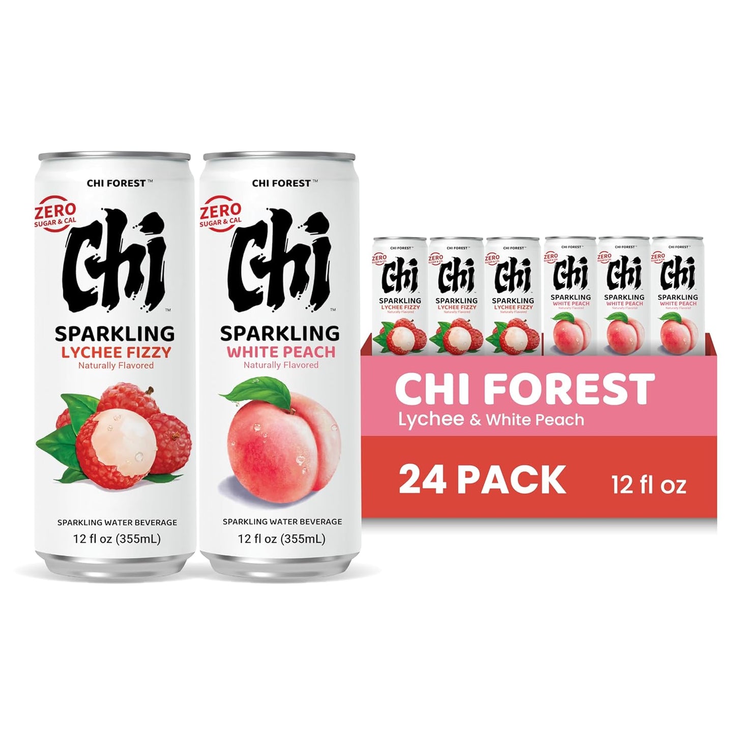 CHI FOREST Sparkling Water Beverage with Lychee & White Peach