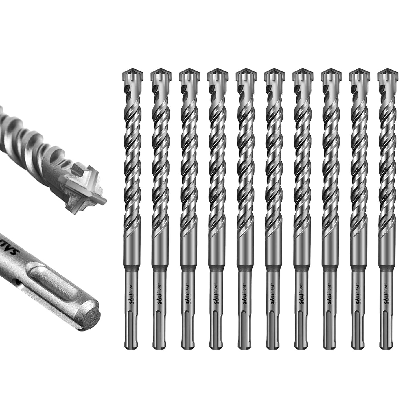 SALI 10PCS 5/8in x 8in SDS Plus Rotary Hammer Drill Bit Set