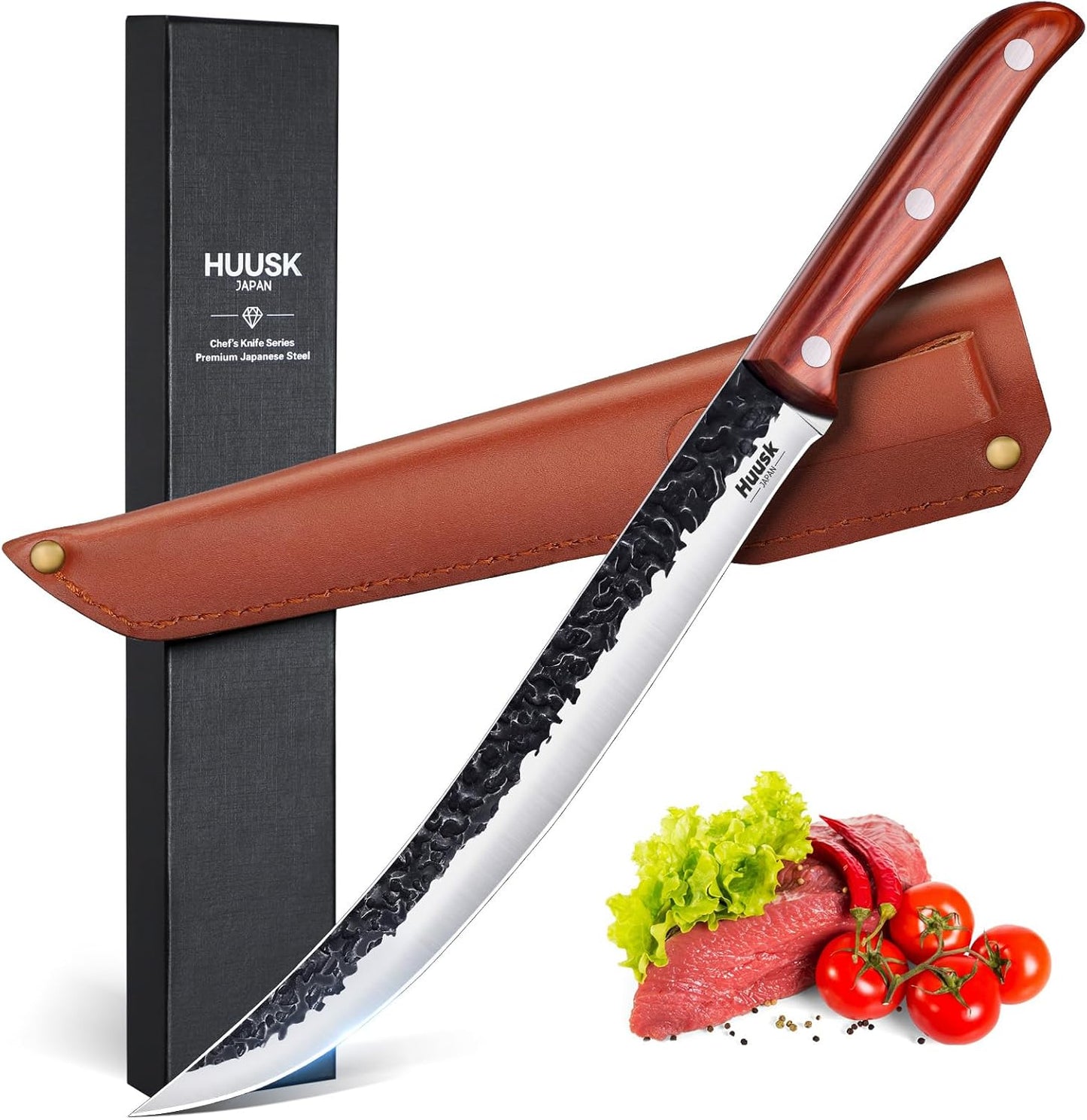 Huusk Breaking Knife 10 Inch - Hand Forged Meat Carving Knife