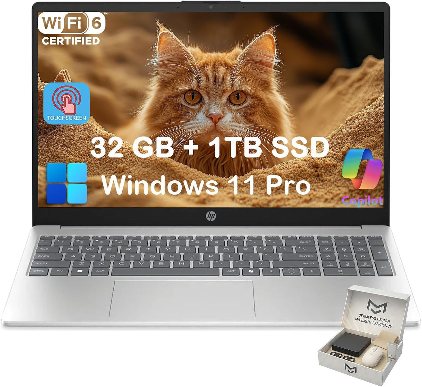 HP 15.6 Touchscreen Laptop for Business & Student Productivity