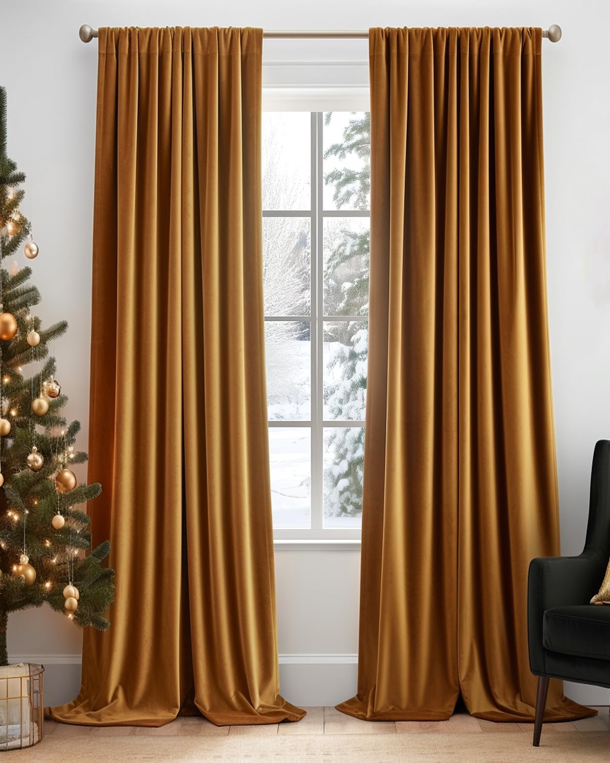 Thermal Insulated Velvet Curtains - 96 Long