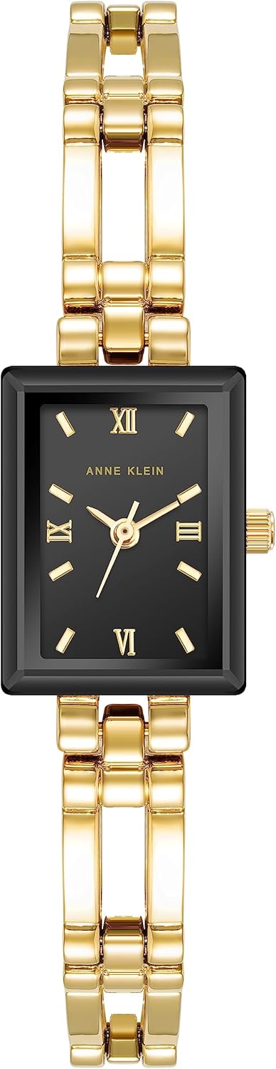 Anne Klein Women's Bracelet Watch with Glossy Black Dial and Gold-Tone