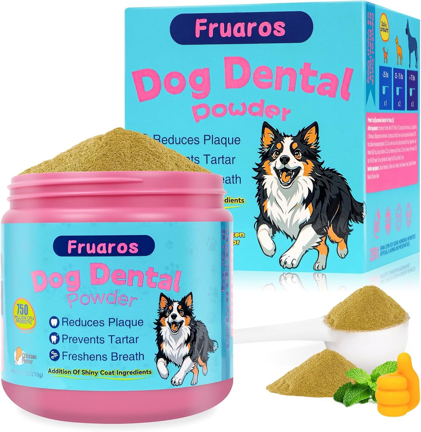 Dog Teeth Cleaning Powder for Fresh Breath and Tartar Removal