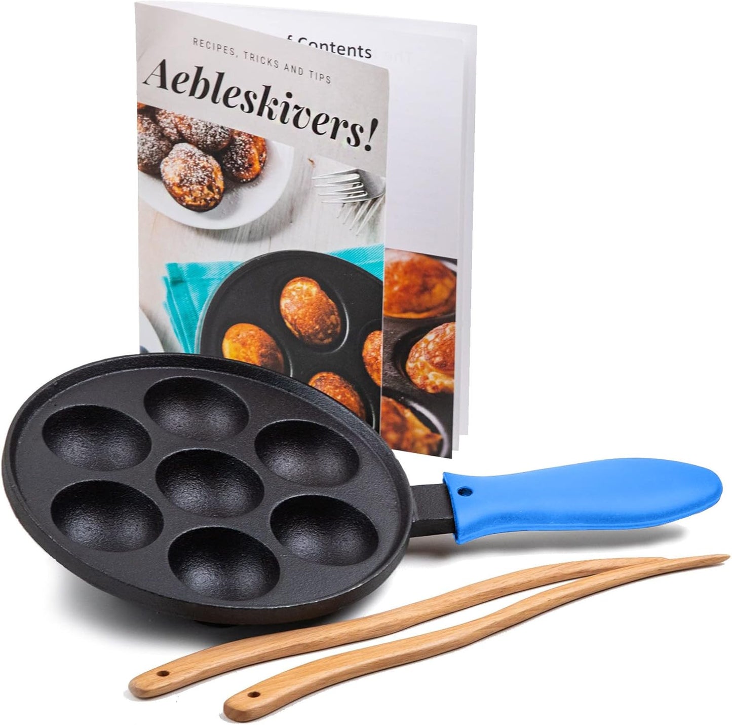 Upstreet Cast Iron Aebleskiver Pan for Delicious Breakfast Treats