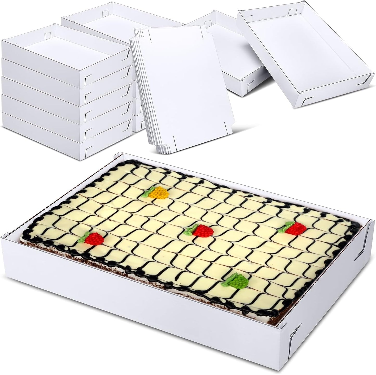 10 Pack Full Sheet Cake Boxes for Bakery and Home Use
