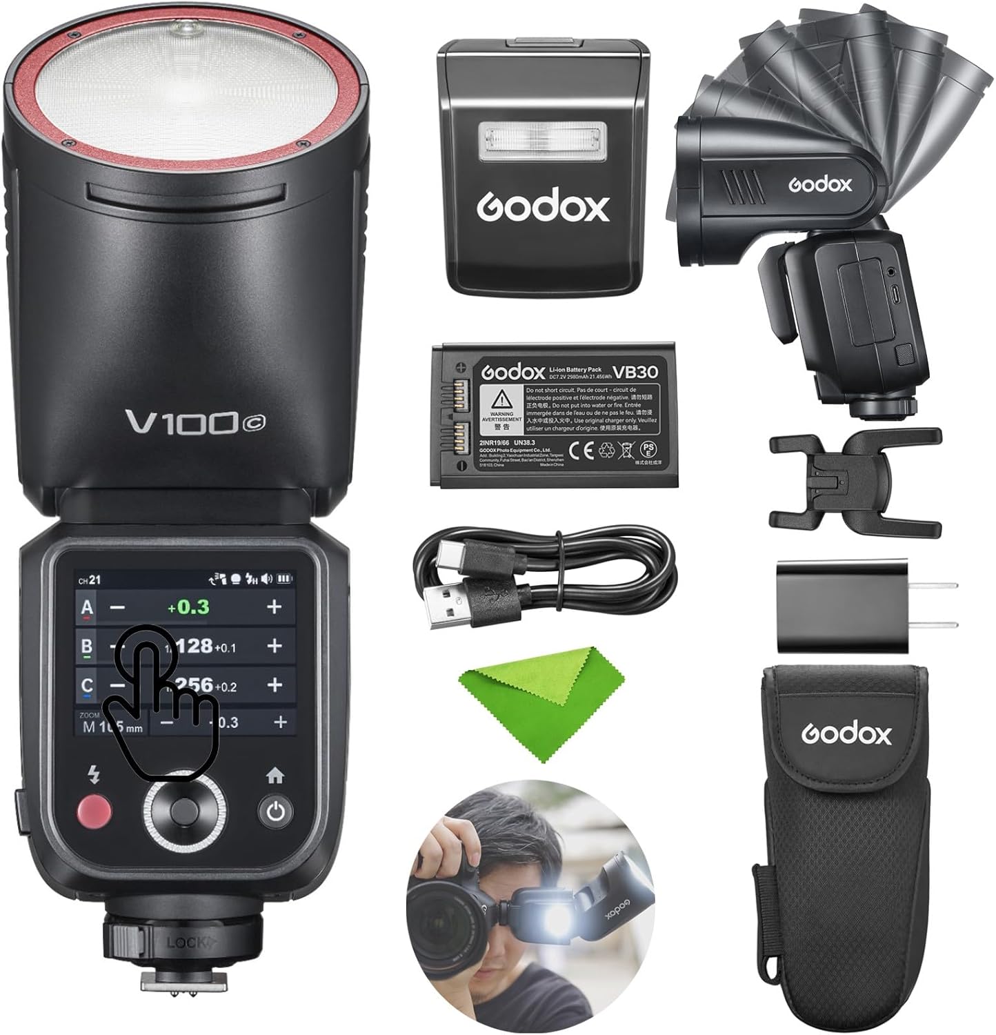 Godox V100C TTL Flash for Canon Cameras with Touchscreen Control