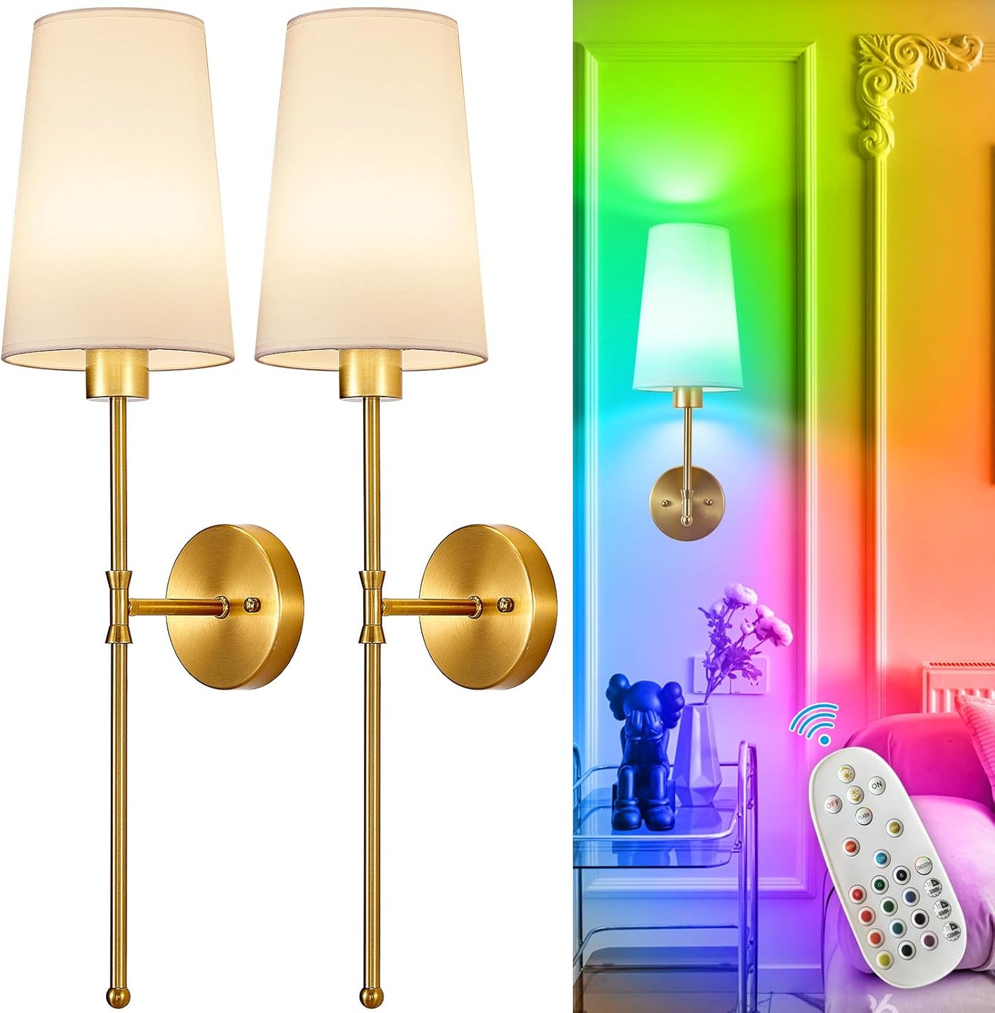 Depuley Battery Operated Wall Sconce Set of 2 for Modern Decor