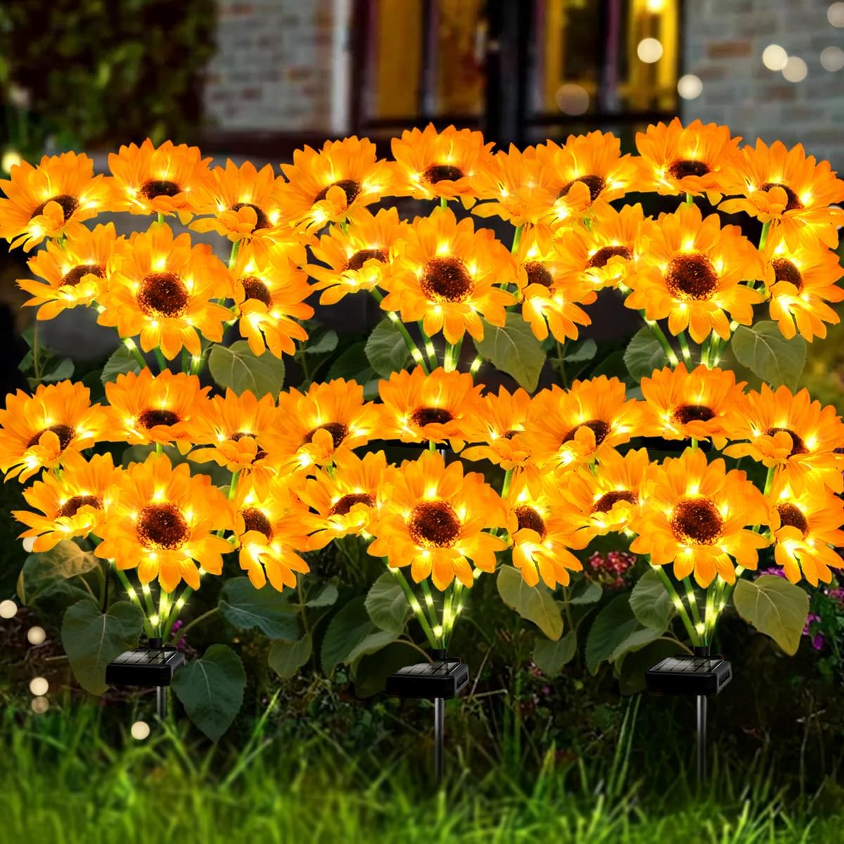 Solar Sunflower Lights 6 Pack for Outdoor Garden Decor Gifts