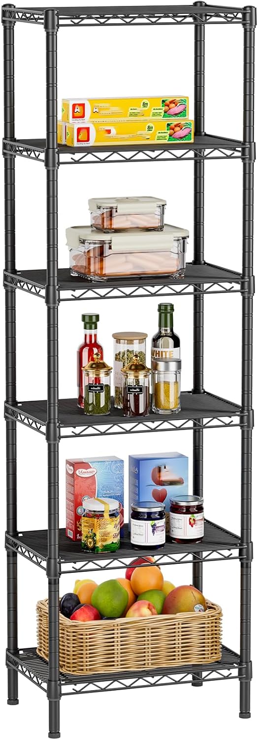 6 Tier Adjustable Storage Mesh Gaps Metal Utility Shelves