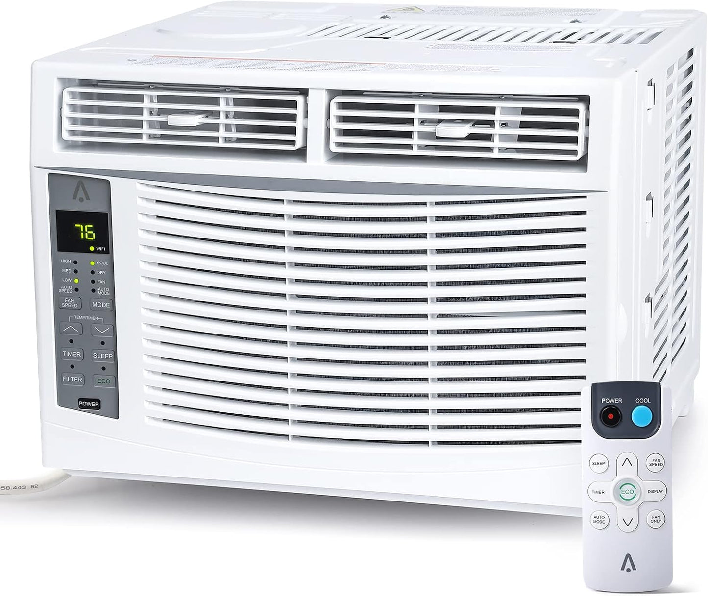 6000BTU Energy Saving Window AC - Cools 250sqft - ECO Mode, Dehumidifier & Fan