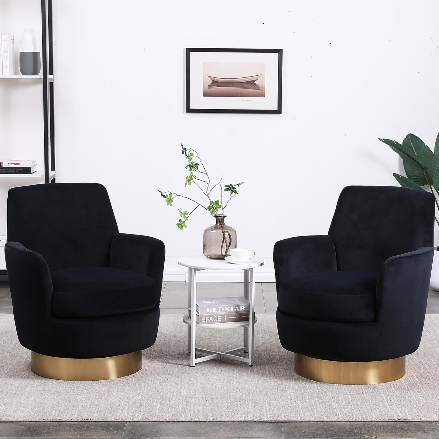 Set of 2 Modern Velvet Swivel Chairs - Elegant Comfort