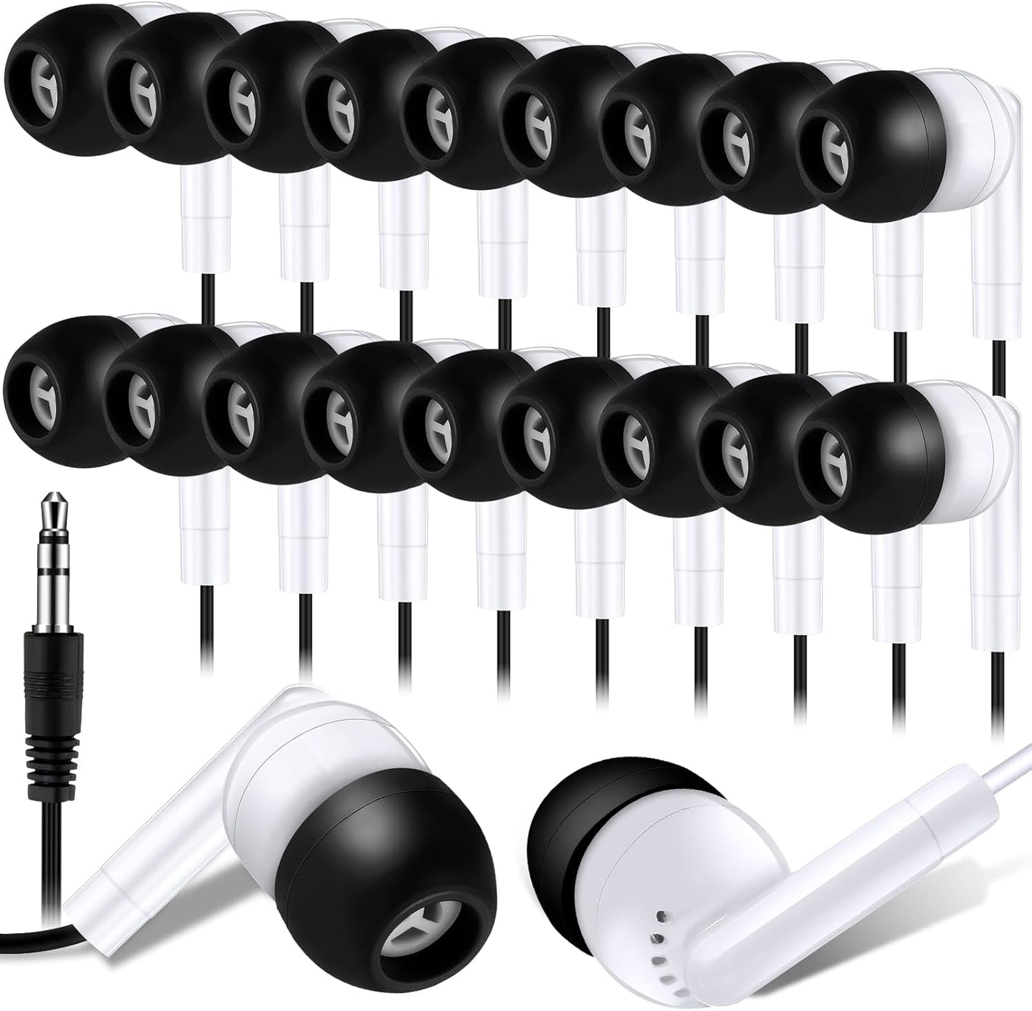 100 Pack Basic Classroom Earbuds by Kanayu