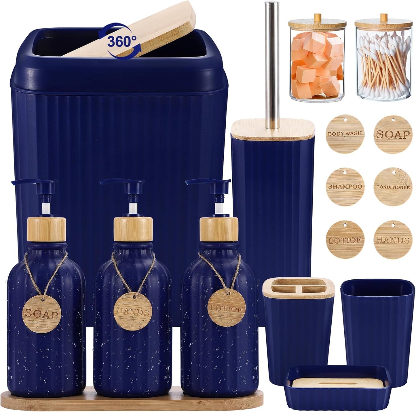 Navy Blue Bathroom Accessories Set - 17PCS Stylish Bath Set