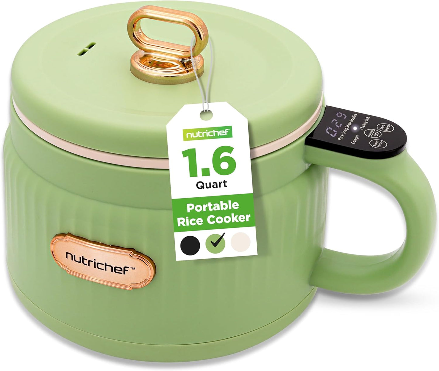 NutriChef 1.6 QT Portable Electric Rice Cooker for Versatile Meals