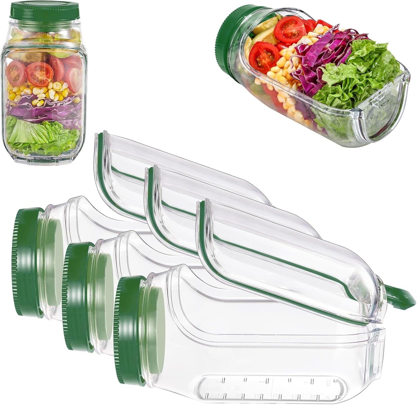 3PCS Salad Pod Mason Jar with Leakproof Design for Fresh Salads