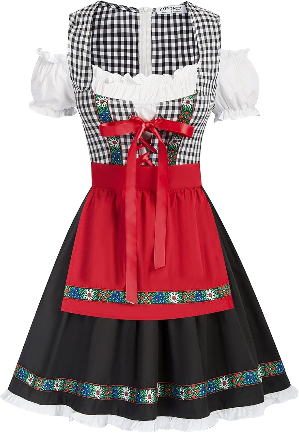 Kate Kasin Women's Dirndl Dress for Oktoberfest and Carnival Fun