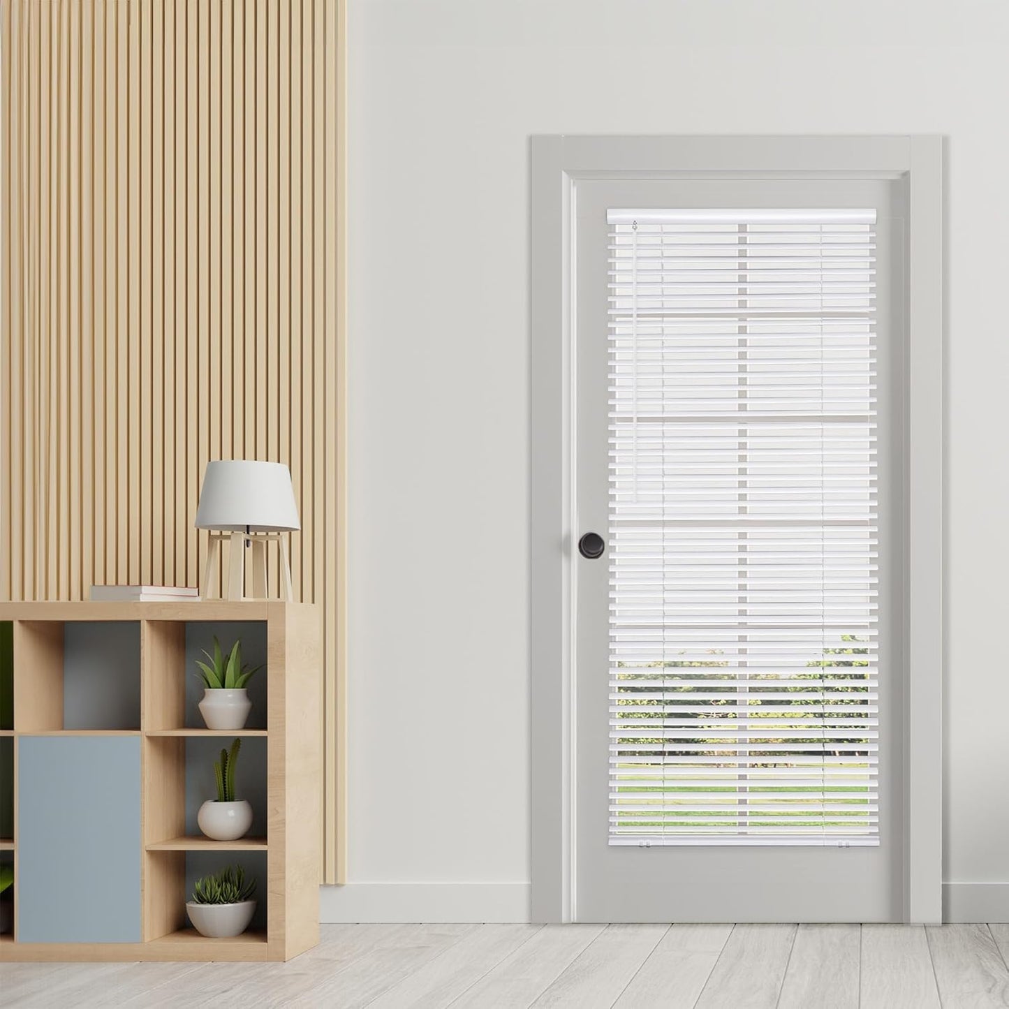 Cordless No Tools Mini Blinds for Metal Doors - Room Darkening