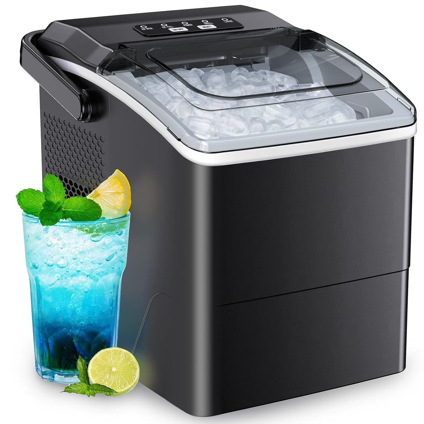 BEBISUNY Portable Ice Maker - 6 Min Ice, 26lbs/24Hr, Self-Cleaning, Perfect for Home, Kitchen & Parties