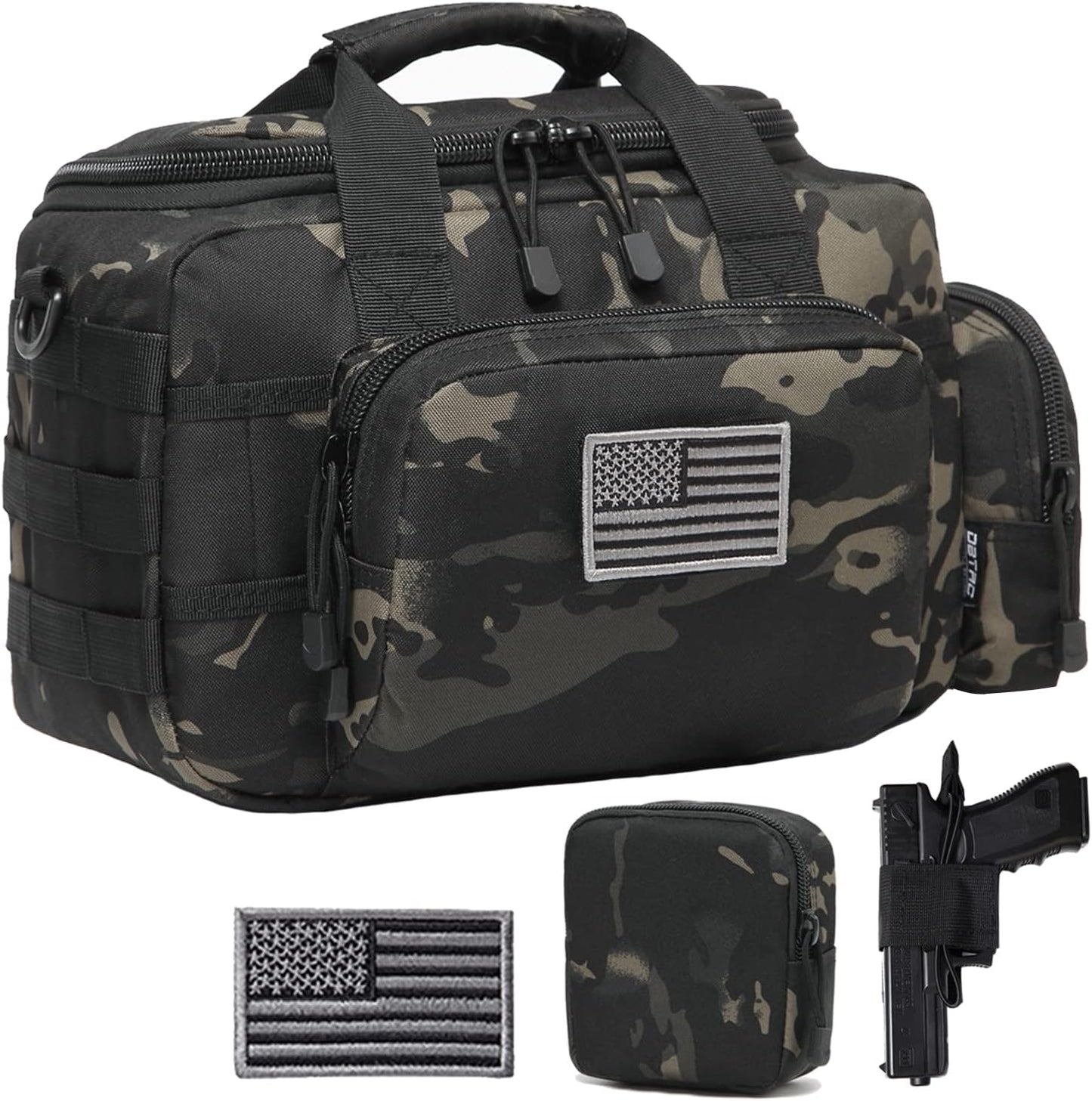 Tactical 2-Pistol Bag with Lockable Zipper for Shooting Range