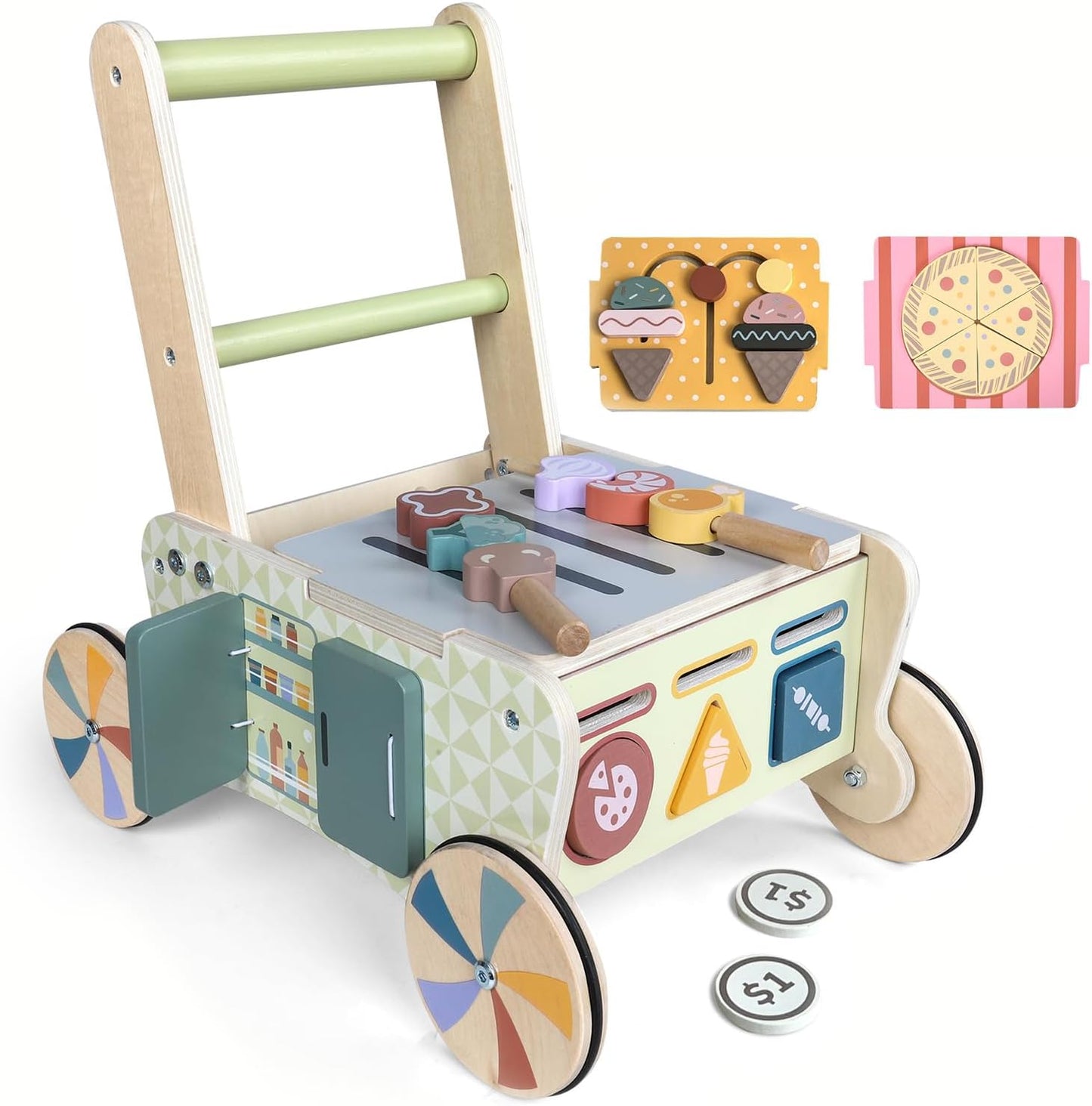Montessori Wooden Baby Walker - Adjustable Speed, AmazingJoy