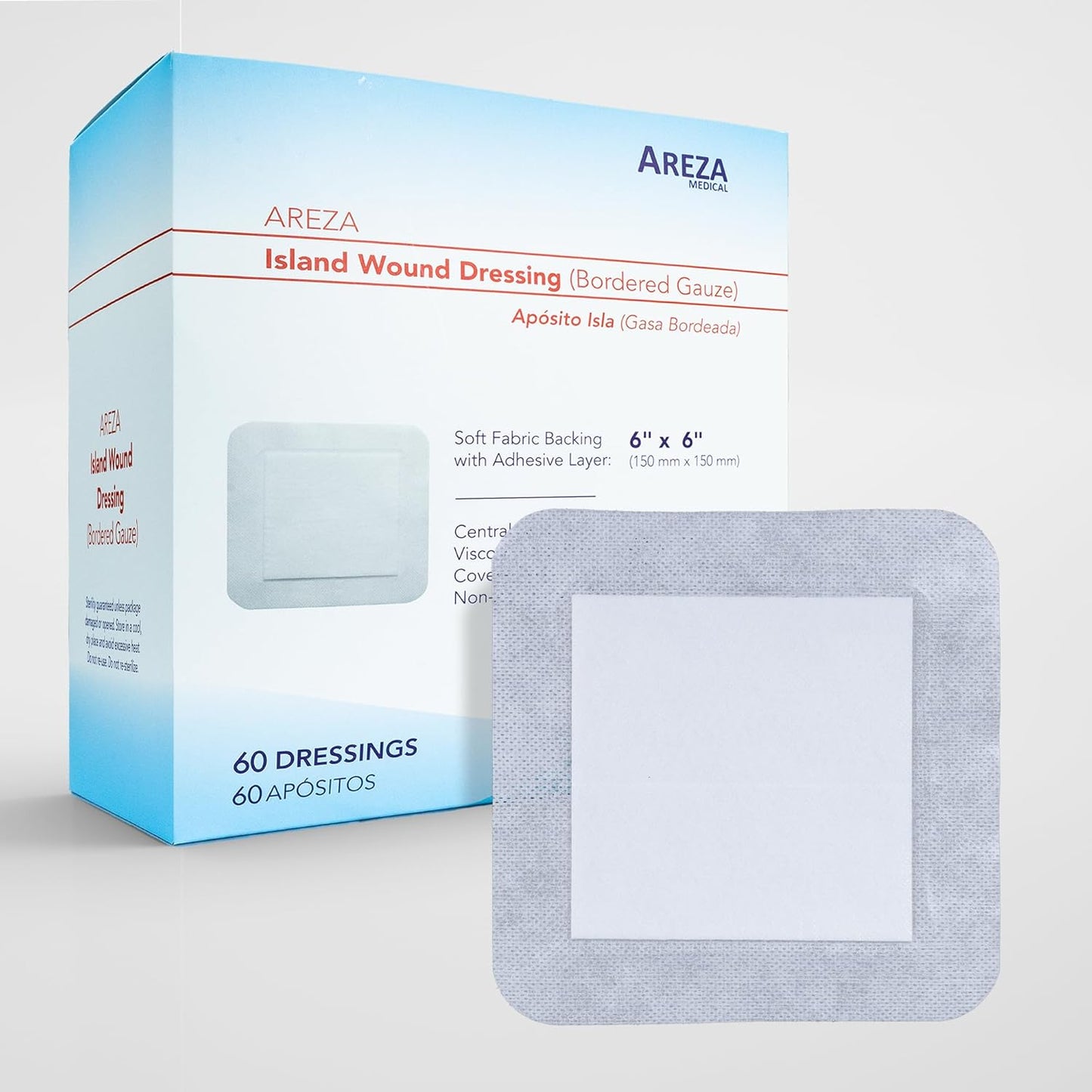 Areza Medical Bordered Gauze Island Dressing - Sterile 6in x 6