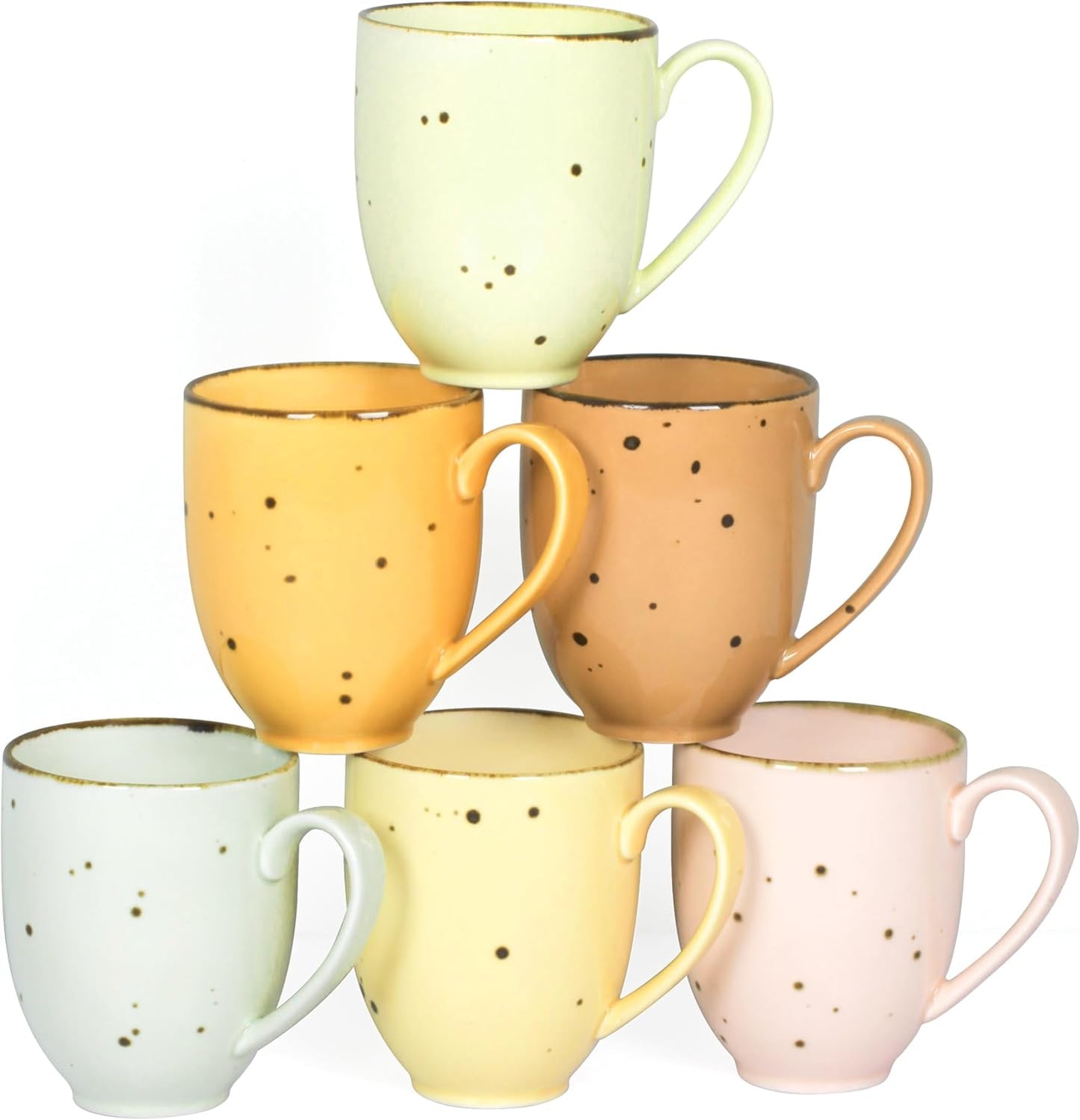 Coffee Mugs Set of 6 - 14 Oz Heavy Duty Cups for Daily Use