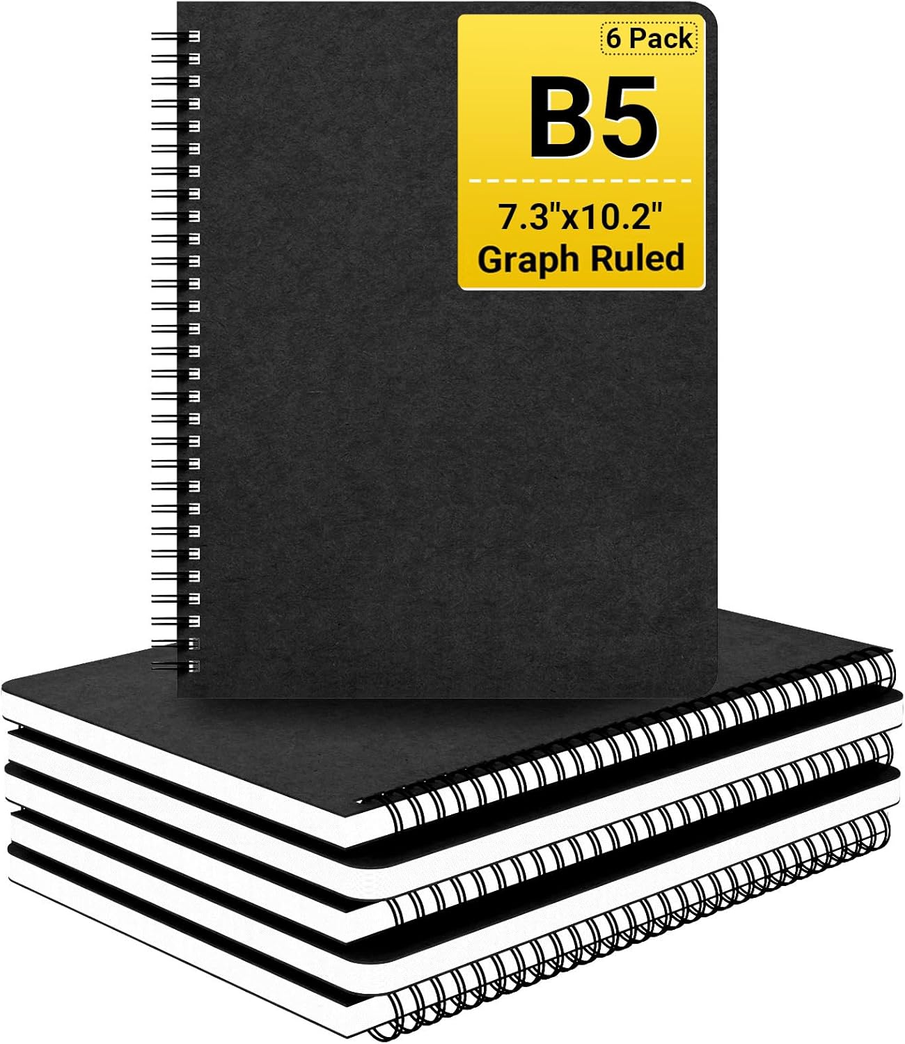 EUSOAR B5 Graph Paper Notebook 6-Pack - 120 Pages for Math, Science, Art