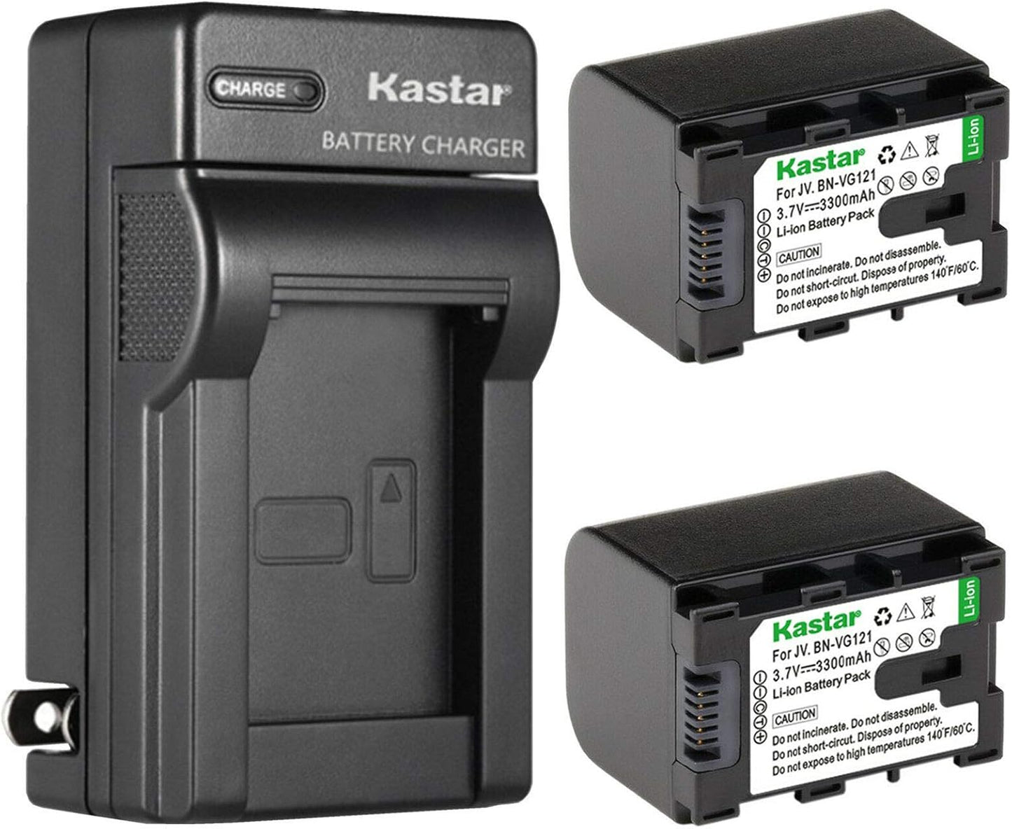 Kastar 2-Pack Battery and AC Wall Charger for JVC Camcorders