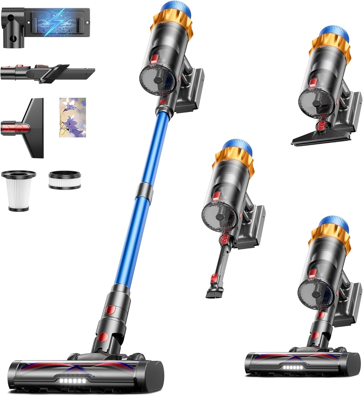 Cordless Vacuum Cleaner with 600W Power and 70Mins Runtime