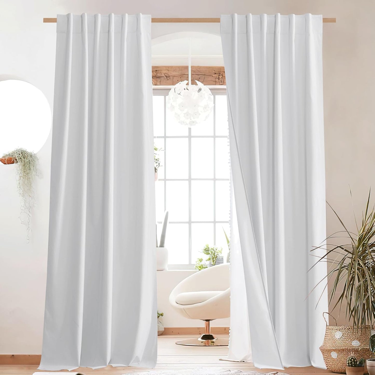 NICETOWN 100% Blackout Linen Curtains for Energy Saving Style