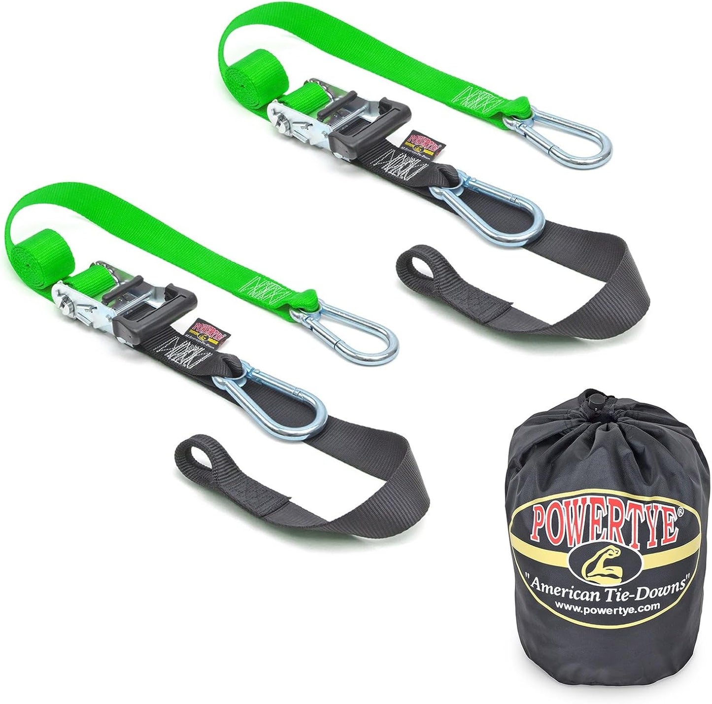 PowerTye Heavy Duty Ratchet Tie Down Straps for Secure Transport