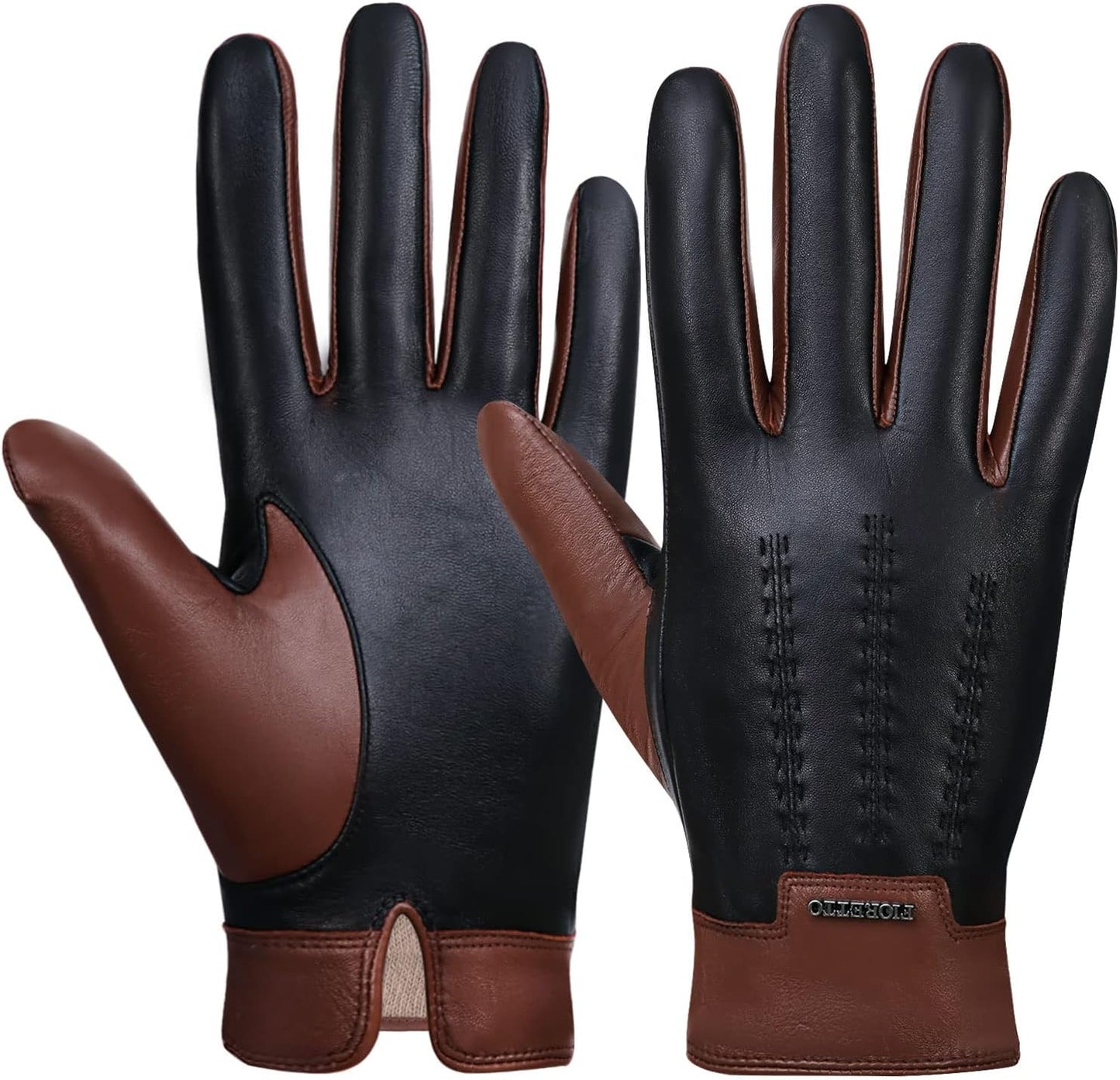 Warm Touchscreen Leather Driving Gloves by FIORETTO