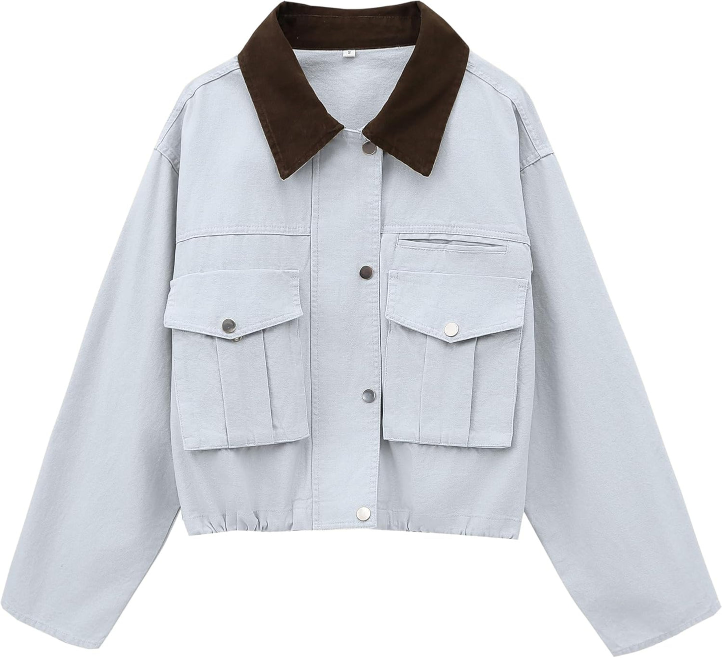 Womens Cropped Jacket with Contrast Collar for Stylish Looks