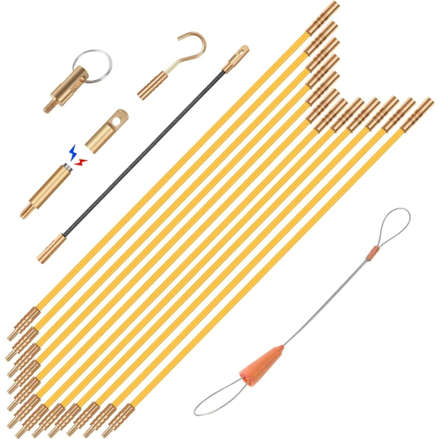 16.8FT Glow Rods Wire Pulling Kit with 6 Attachments by GURADESIGN