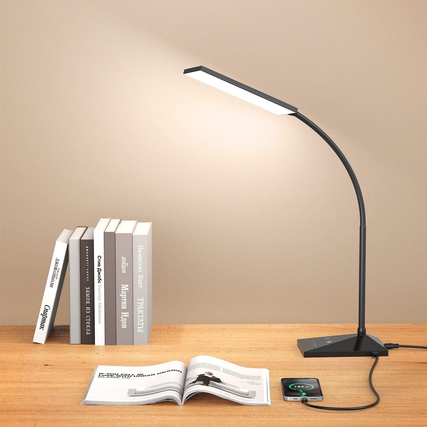 Vansuny LED Desk Lamp: Eye-Caring, USB Charging, Multi-Mode Brightness