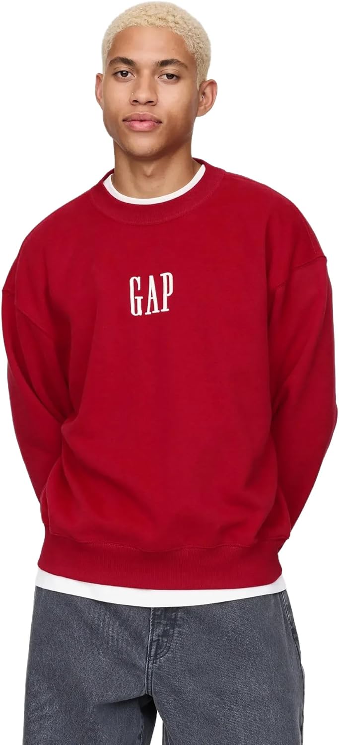 GAP mens Logo Crewneck Fleece Sweatshirt for Everyday Comfort